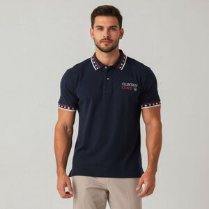Hilton Vintage Clinton Gore 96 Red Blue White Polo Shirt - XL